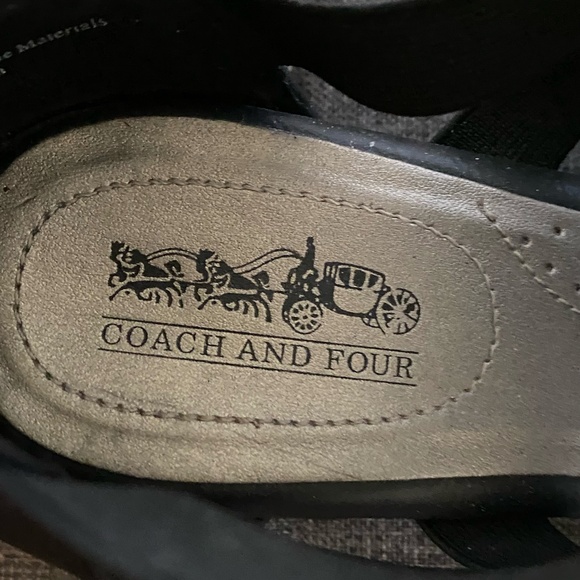Coach and Four Black Band Open Toe Faux Leather Casual Office Heel Shoe-Sz-7.5 - Picture 8 of 15